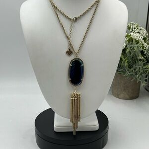 Kendra Scott Rayne Black To Blue Iridescent Shift Gold Plated‎ Necklace